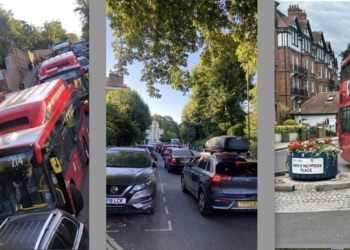 Gridlock on Highgate West Hill, which the proposed LTN would make far worse (photos: dphnjointaction.com)